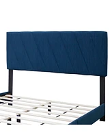 Streamdale Furniture Blue Queen Adjustable Upholstered Bed Modern Minimalist Top Styles