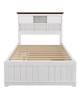 Streamdale Furniture Solid Pine Captain Bookcase Bed With Trundle Bed And 3 Spacious Under Bed Drawers