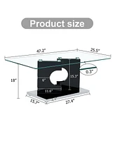 Streamdale Furniture Modern coffee table with tempered glass top and black legs