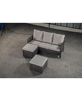 Streamdale Furniture Pe Wicker Sectional Sofa 3S With 2 And Cushion