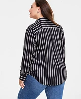 On 34th Trendy Plus Button-Front Crepe Shirt