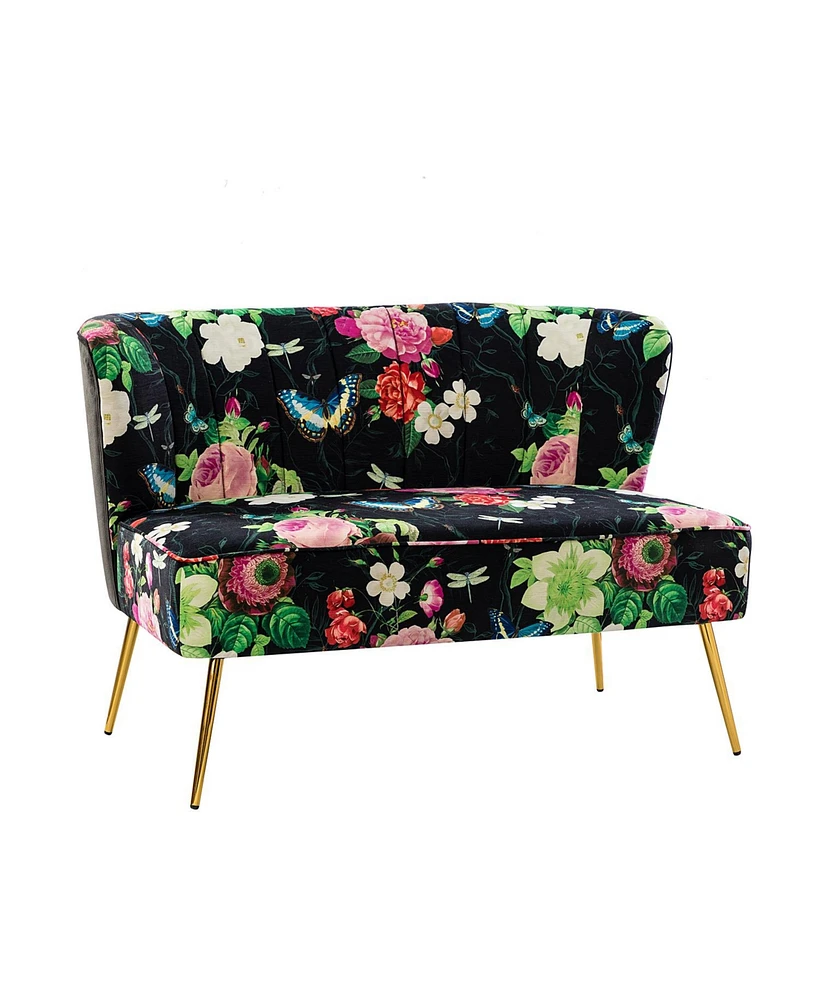 Hulala Home Contemporary Udine 47" Loveseat with Floral Patterns