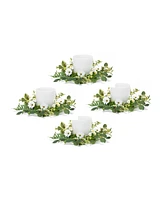 Slickblue Mixed Foliage and Daisy Candle Ring (Set of 4)