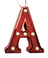 Ganz Light Up Initial Red Glitter Ornament