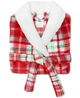 Holiday Lane Plush Printed Short Shawl-Collar Robe, Exclusively at Macy's