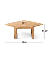 Premium Acacia Wood Corner Chair and Coffee Table with Water-Resistant Cushions