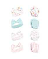 Hudson Baby Baby Girls Cotton Headband and Scratch Mitten Set, Ice Cream, 0-6 Months