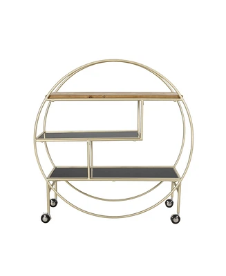 Simplie Fun Contemporary 3-Shelf Bookcase with Gold Iron Frame and Tempered Glass Shelves