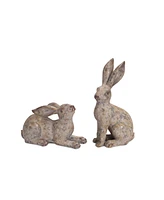 Slickblue Weathered Stone Garden Rabbit Figurine (Set of 2)