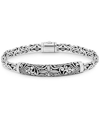 Devata Bali Filigree with Borobudur Oval 5mm Chain Bracelet in Sterling Silver