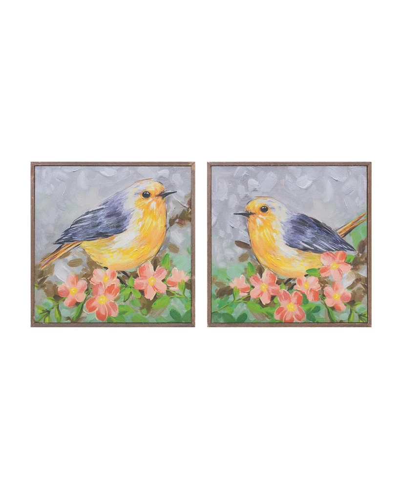 Slickblue Framed Bird Canvas Block (Set of 4)