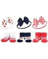 Hudson Baby Infant Girl 12Pc Headband and Socks Giftset, Watermelon, One Size