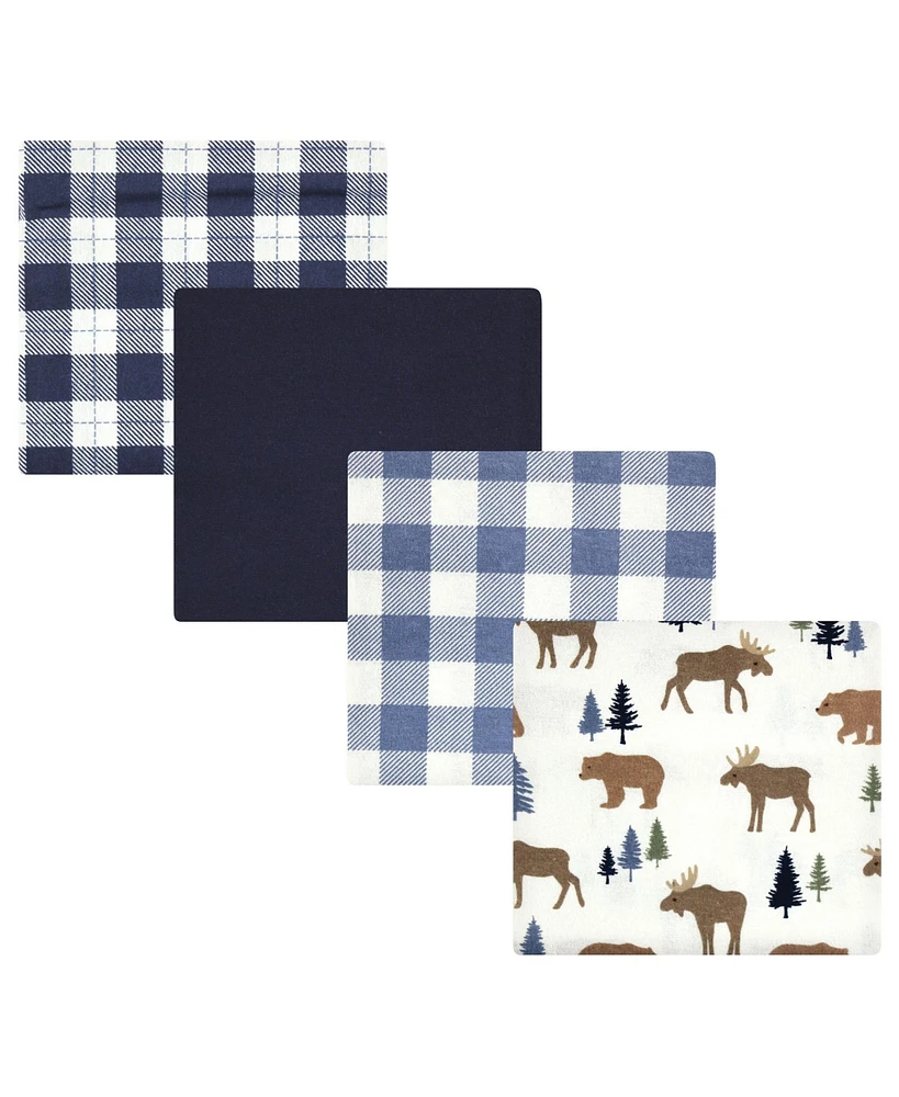 Hudson Baby Infant Boy Cotton Flannel Receiving Blankets, Moose Bears, One Size