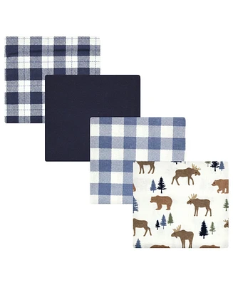 Hudson Baby Infant Boy Cotton Flannel Receiving Blankets, Moose Bears, One Size