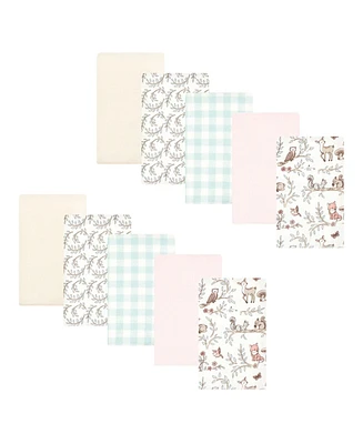 Hudson Baby Infant Girl Cotton Flannel Burp Cloths, Girl Woodland Pals -Pack