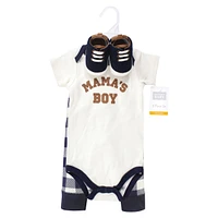 Hudson Baby Boys Cotton Bodysuit, Pant and Shoe Set, Football Huddles Short Sleeve, 0-3 Months