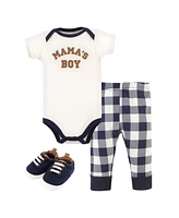 Hudson Baby Boys Cotton Bodysuit, Pant and Shoe Set, Football Huddles Short Sleeve, 9-12 Months