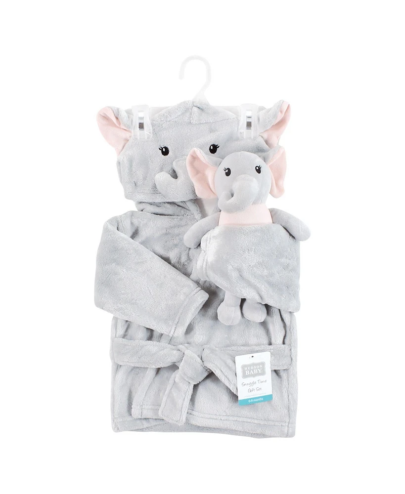 Hudson Baby Unisex Baby Plush Bathrobe and Toy Set, Dreamy Elephant Girl, One Size