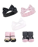 Hudson Baby Baby Girls 10Pc Headband and Socks Set, Love, 0-9 Months