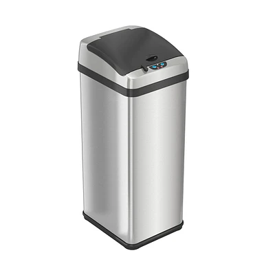 iTouchless Platinum Edition Stainless Steel Sensor Trash Can with AbsorbX Odor Filter 13 Gallon Silver