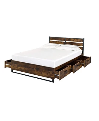 Streamdale Furniture Eastern King Bed with Storage In Rustic Oak