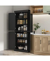 Homcom 72" Kitchen Pantry Storage Cabinet with 4 Doors, Gray