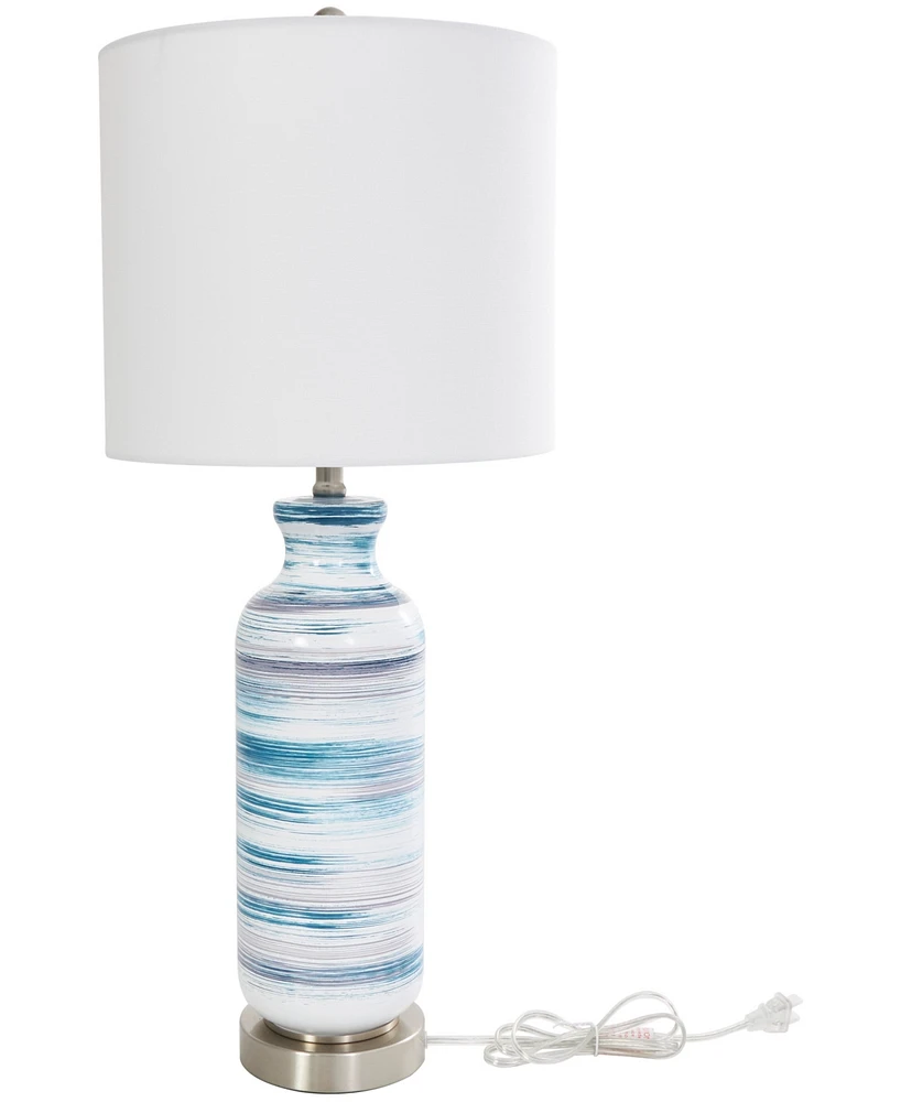 Rosemary Lane 28" Glass Abstract Striped Accent Lamp with Gold Base
