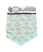 Luvable Friends Dog Reversible Pet Dog and Cat Bandana Bibs 2pk, Banana Dino, One Size