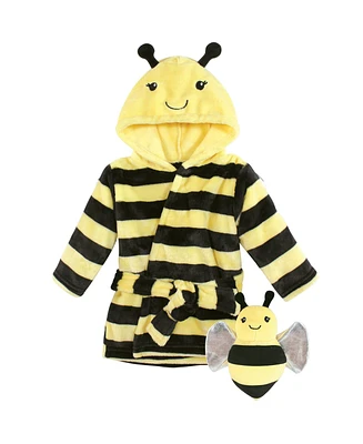 Hudson Baby Unisex Baby Plush Bathrobe and Toy Set, Bee, One Size