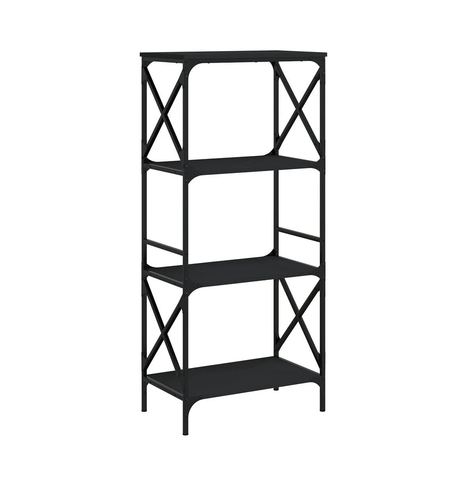 vidaXL Bookcase 4-Tier Black 23.2"x13.8"x52" Engineered Wood