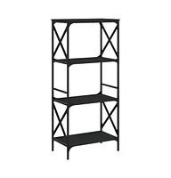 vidaXL Bookcase 4-Tier Black 23.2"x13.8"x52" Engineered Wood