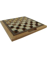 We Games 3-in-1 Camphor Wood Chess, Checkers and Backgammon Game Set with a Folding Board and Handle for Easy Travel