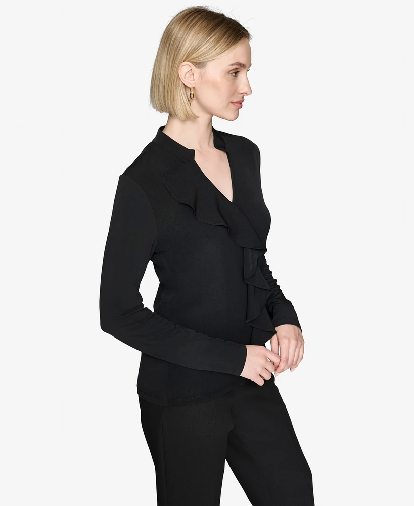Karl Lagerfeld Paris Women's Ruffled Long-Sleeve Blouse