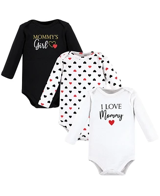 Hudson Baby Girls Cotton Long-Sleeve Bodysuits Mommy Red Black -Pack