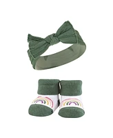 Hudson Baby Baby Girls Headband and Socks Giftset, Purple Green Yellow, One