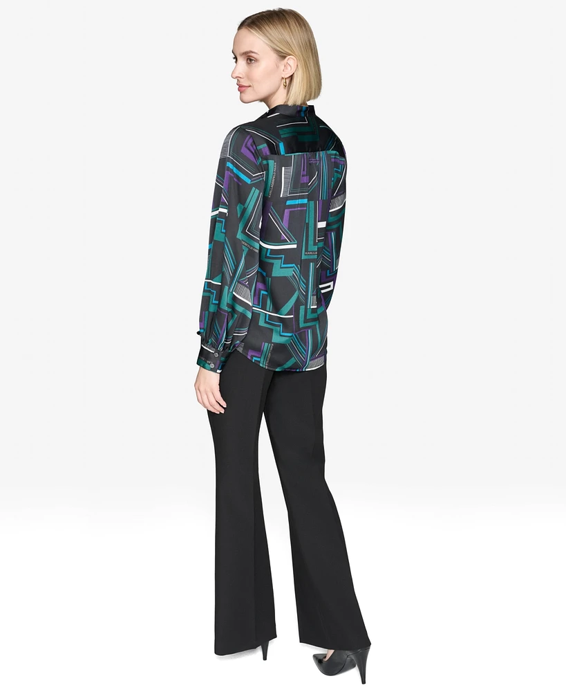 Karl Lagerfeld Paris Women's Printed Long-Sleeve Blouse