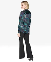 Karl Lagerfeld Paris Women's Printed Long-Sleeve Blouse