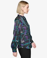 Karl Lagerfeld Paris Women's Printed Long-Sleeve Blouse