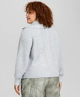 And Now This Trendy Plus Zip-Collar Sweater, Created for Macy's