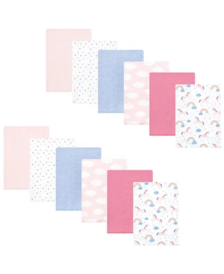 Hudson Baby Infant Girl Flannel Burp Cloth 12pk, Sweet Roses, One Size