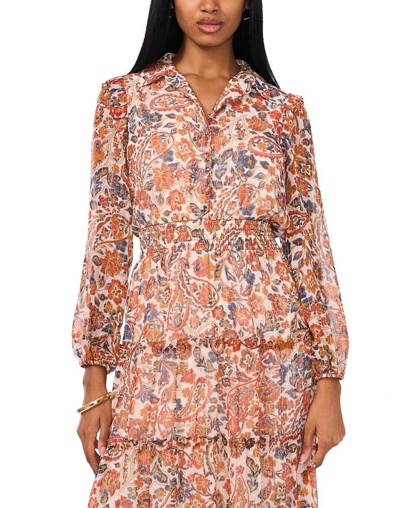 Msk Women's Printed Tiered Maxi Dress