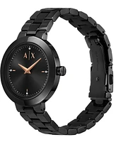 A|X Armani Exchange Women's Quartz Two-Hand Black Stainless Steel 36MM