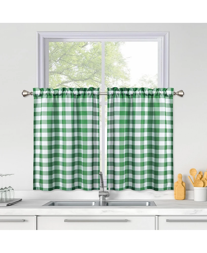 Caromio Buffalo Check Print Kitchen Tier Curtain Pair, 56" x 36"