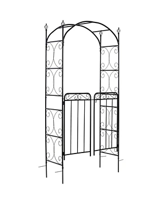 Simplie Fun Multipurpose Wedding Arch and Garden Gate with Trellises and Lockable Gate