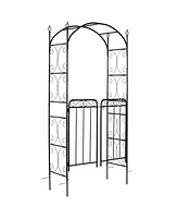 Simplie Fun Multipurpose Wedding Arch and Garden Gate with Trellises and Lockable Gate