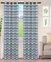 Superior Scalene Geometric Semi-Sheer Window Curtain Panel Set with Grommet Header