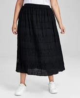 And Now This Trendy Plus Tiered Lace-Inset Skirt