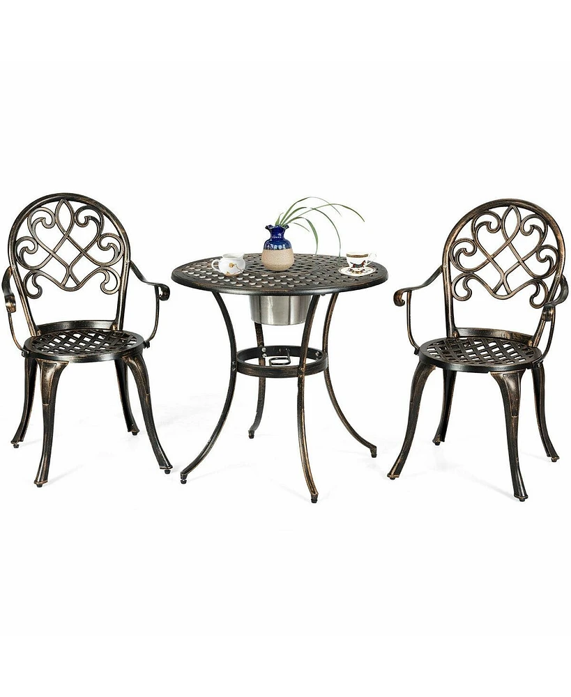 Slickblue 3 Pieces Outdoor Set Patio Bistro with Attached Removable Ice Bucket