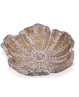 Slickblue Decorative Wooden Flower Bowl with Intricate Carvings