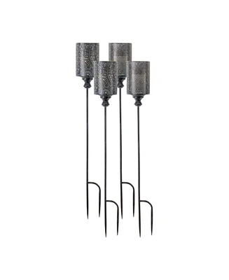 Slickblue Punched Metal Candle Holder Garden Stake (Set of 4)